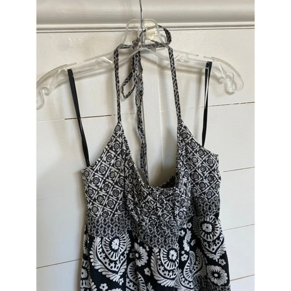 Michael Kors‎ Black White Floral Tiered Halter Midi Dress - M EUC - Picture 9 of 15